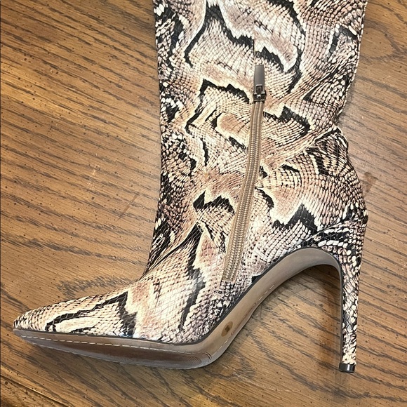 Vince Camuto Snakeskin Heeled Boots - Tan and Black - Picture 8 of 13